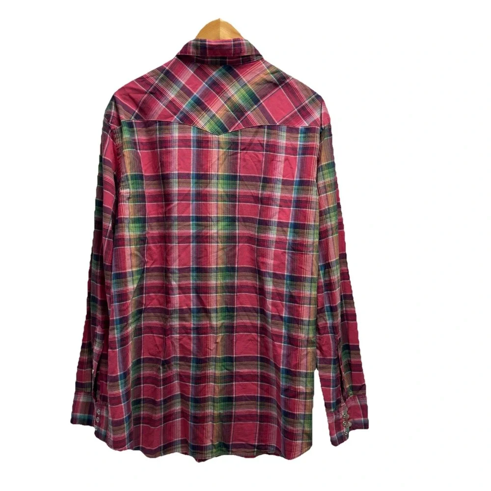 Polo Ralph Lauren NEW Men's XL Indian Madras Pink Plaid Pearl Snap Western Shirt